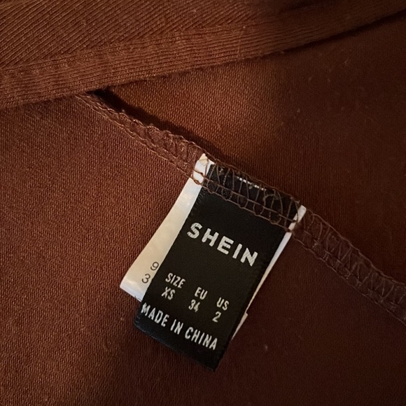 brown shein cross tie cropped tee - Picture 3 of 4